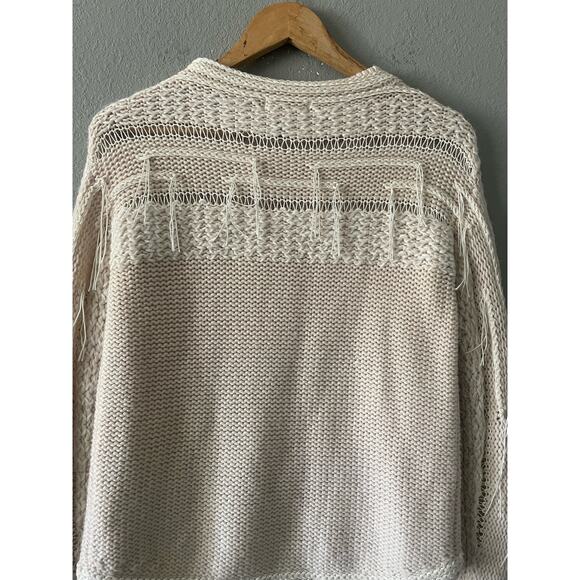 Ramy Brook Wool Fringe Cream Jessica Pullover Sweater‎ - Picture 12 of 14